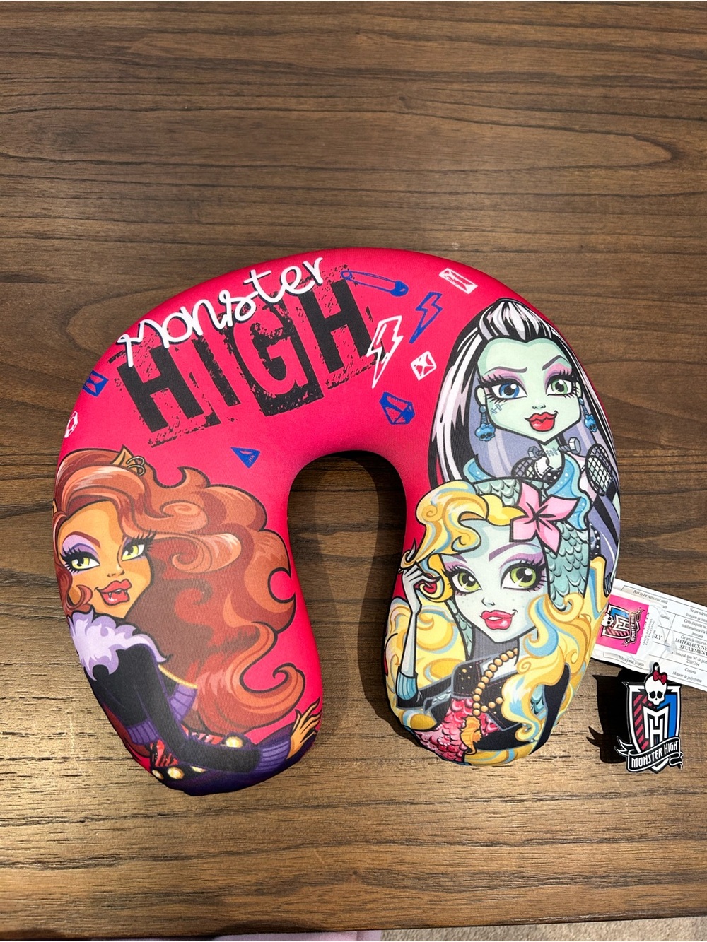 NEW Monster High Pink Kids Travel Neck Pillow